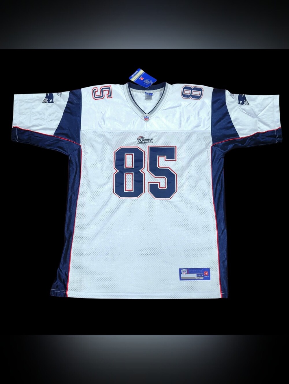 NWT Chad Ochocinco New England Patriots Authentic Reebok White Jersey Size 60